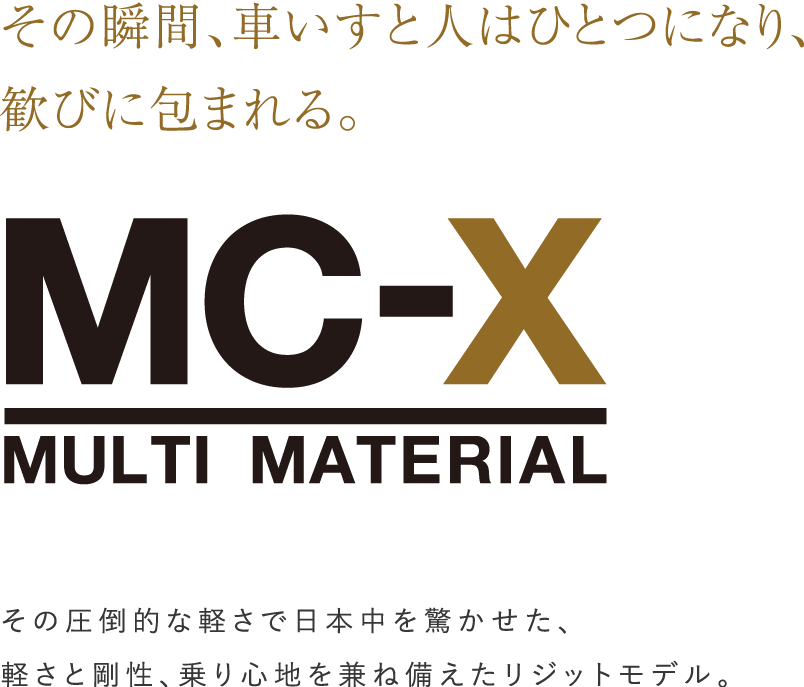 その瞬間、車いすと人はひとつになり、歓びに包まれる。 MC-X Multi Material その圧倒的な軽さで日本中を驚かせた、軽さと剛性、乗り心地を兼ね備えたリジットモデル。